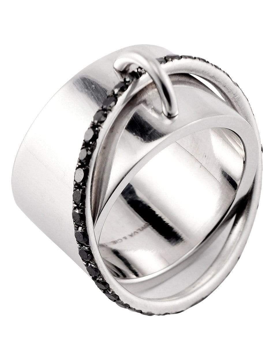 SYLVA & CIE-Black Diamond Satellite Band Ring-WHITE GOLD