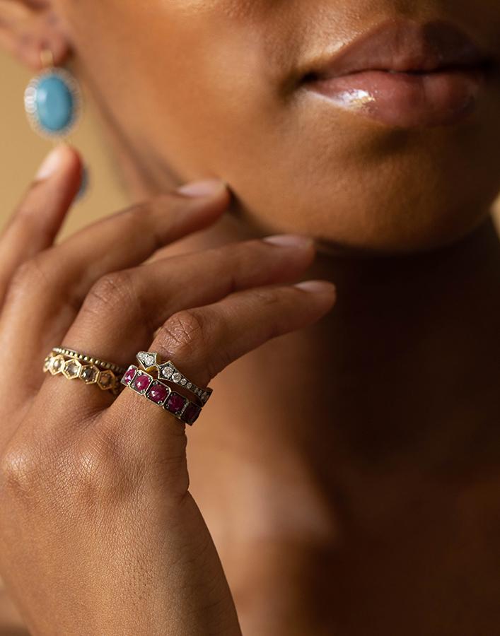 SYLVA & CIE-Square Ruby Band Ring-YELLOW GOLD