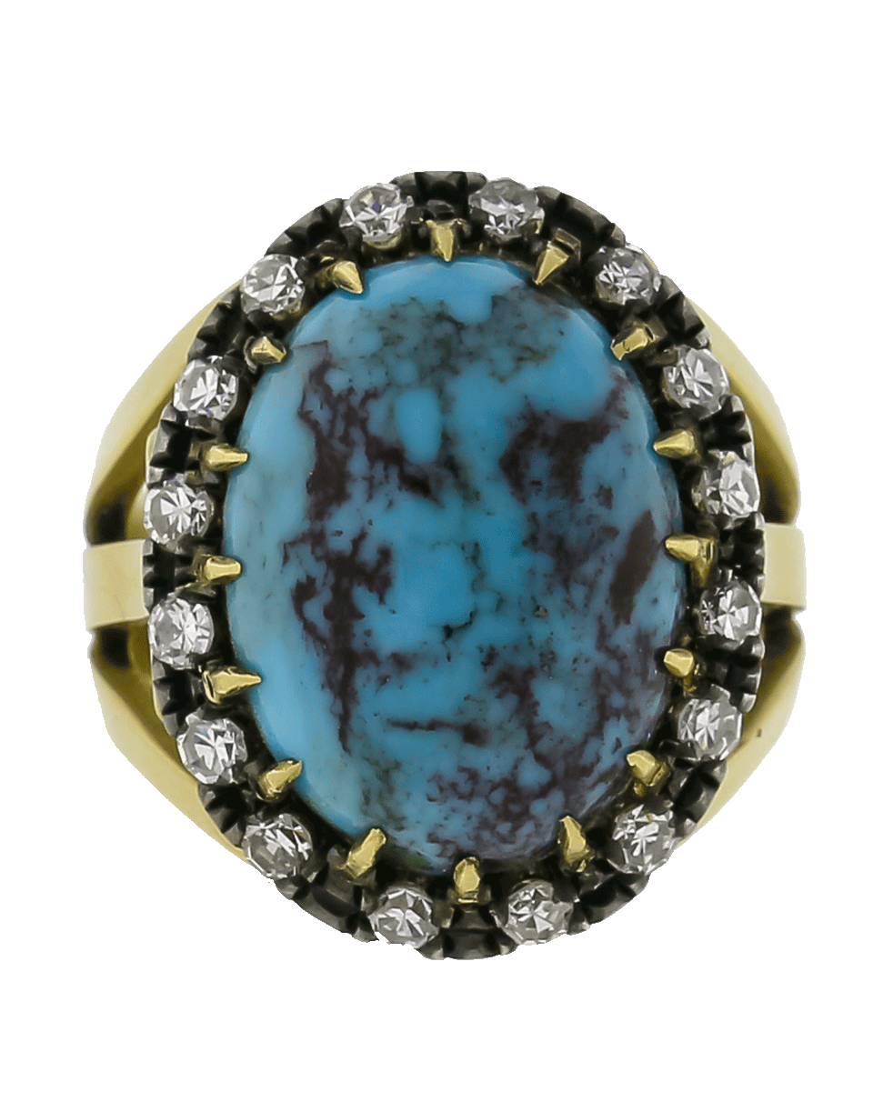 SYLVA & CIE-Oval Turquoise Ring-YELLOW GOLD