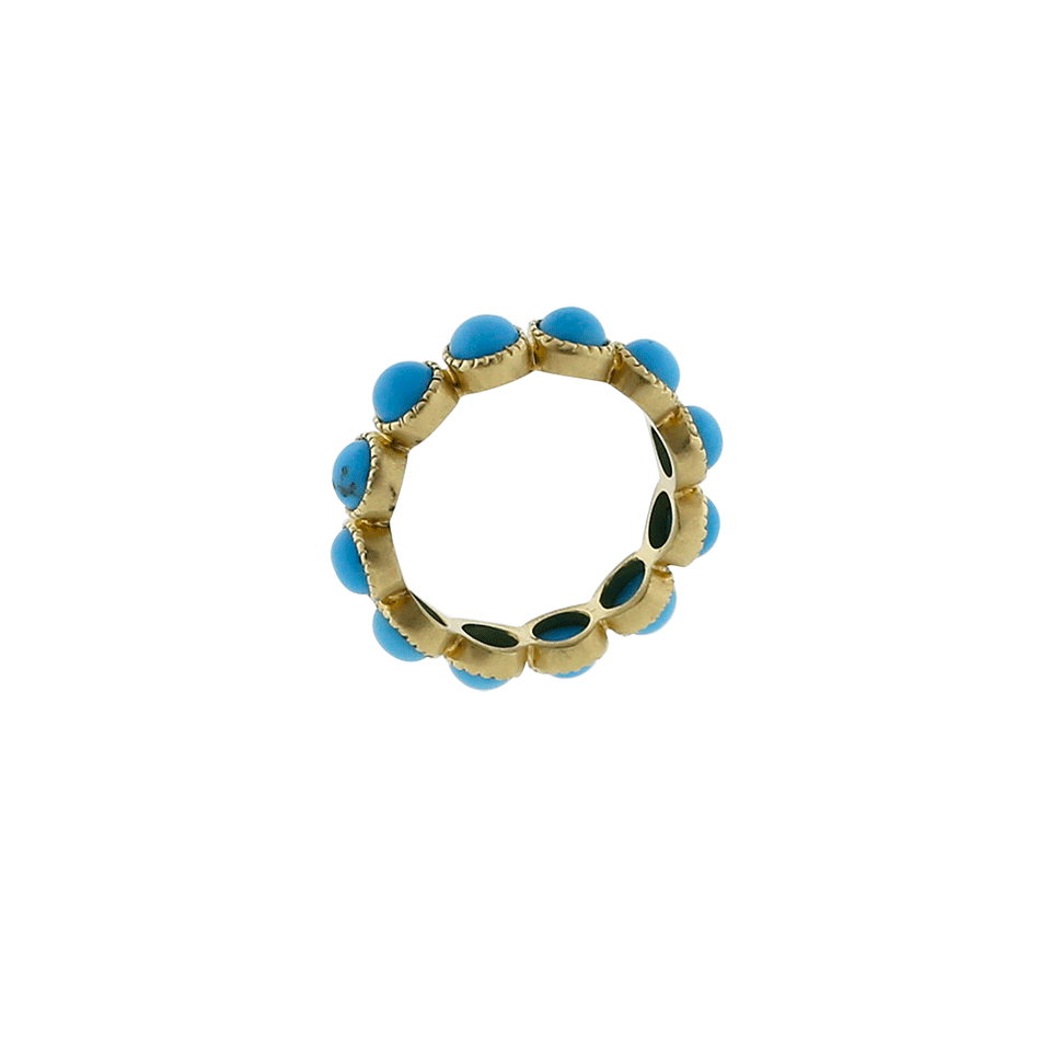 SYLVA & CIE-Round Turquoise Eternity Ring-YELLOW GOLD