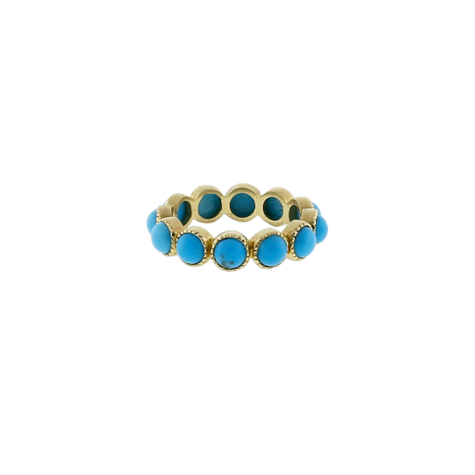 SYLVA & CIE-Round Turquoise Eternity Ring-YELLOW GOLD