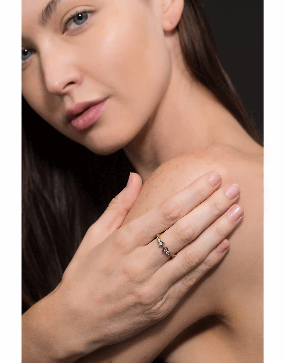 SYLVA & CIE-Diamond Corset Stack Ring-YELLOW GOLD