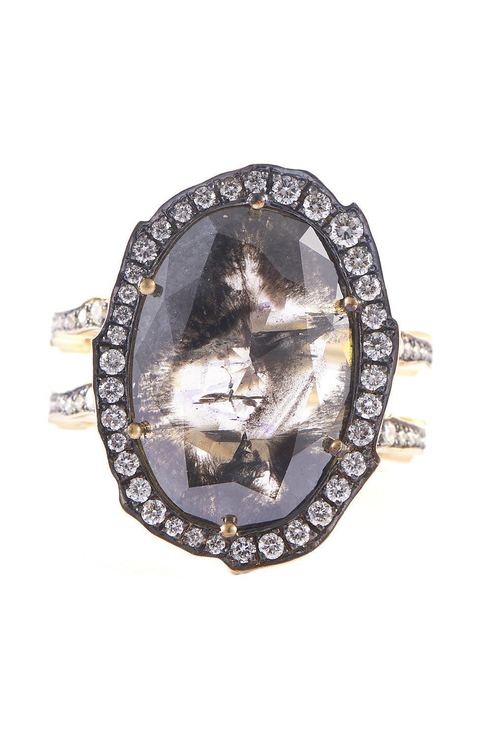 Diamond Oval Rustic Double Shank Ring