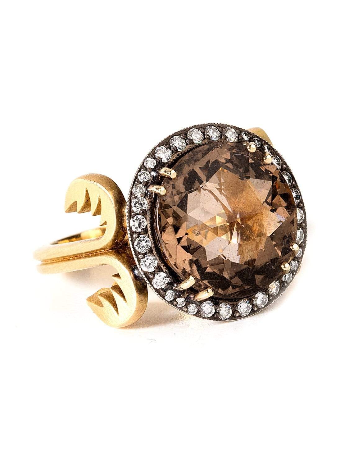 SYLVA & CIE-Smoky Topaz and Diamond Ring-YELLOW GOLD