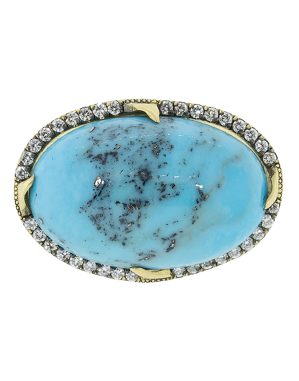SYLVA & CIE-Turquoise East West And Diamond Ring-YELLOW GOLD