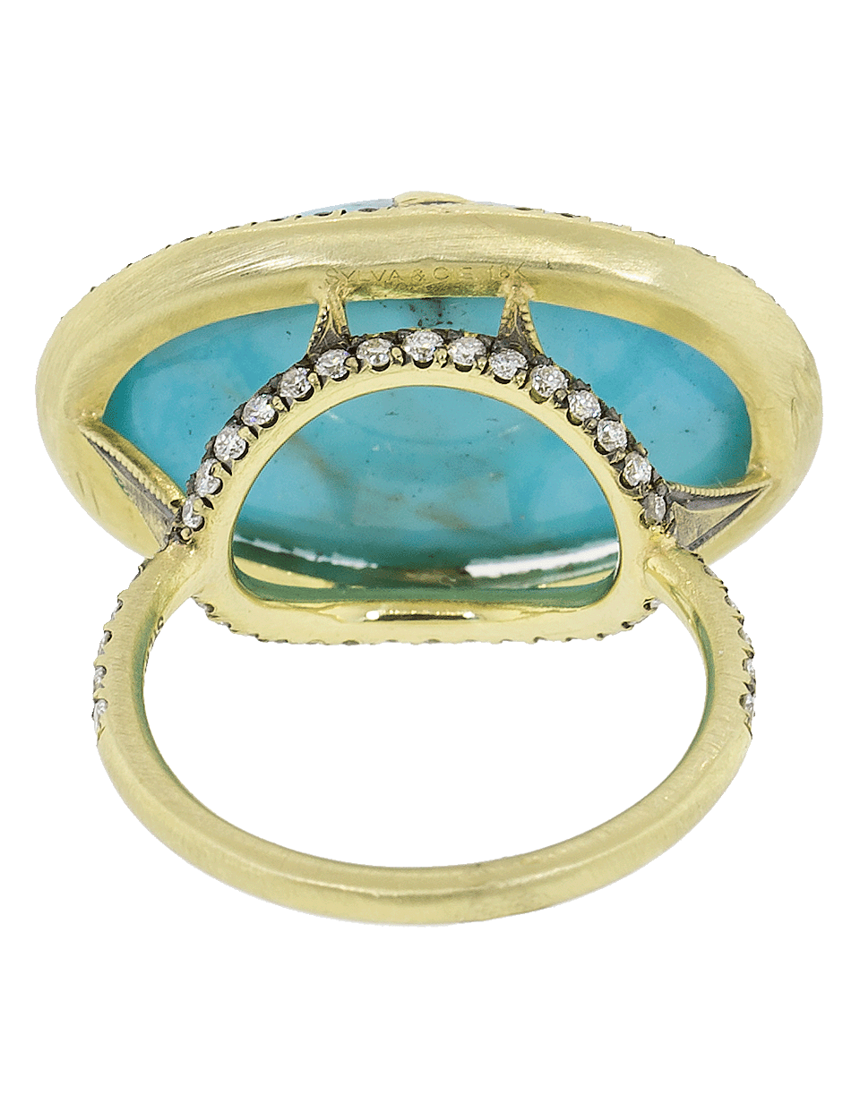 SYLVA & CIE-Turquoise East West And Diamond Ring-YELLOW GOLD