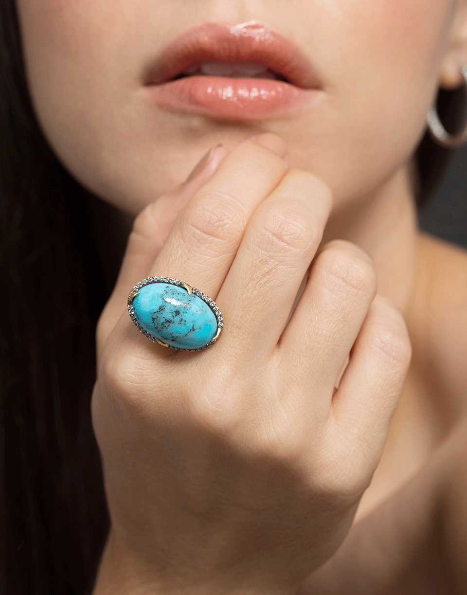 SYLVA & CIE-Turquoise East West And Diamond Ring-YELLOW GOLD