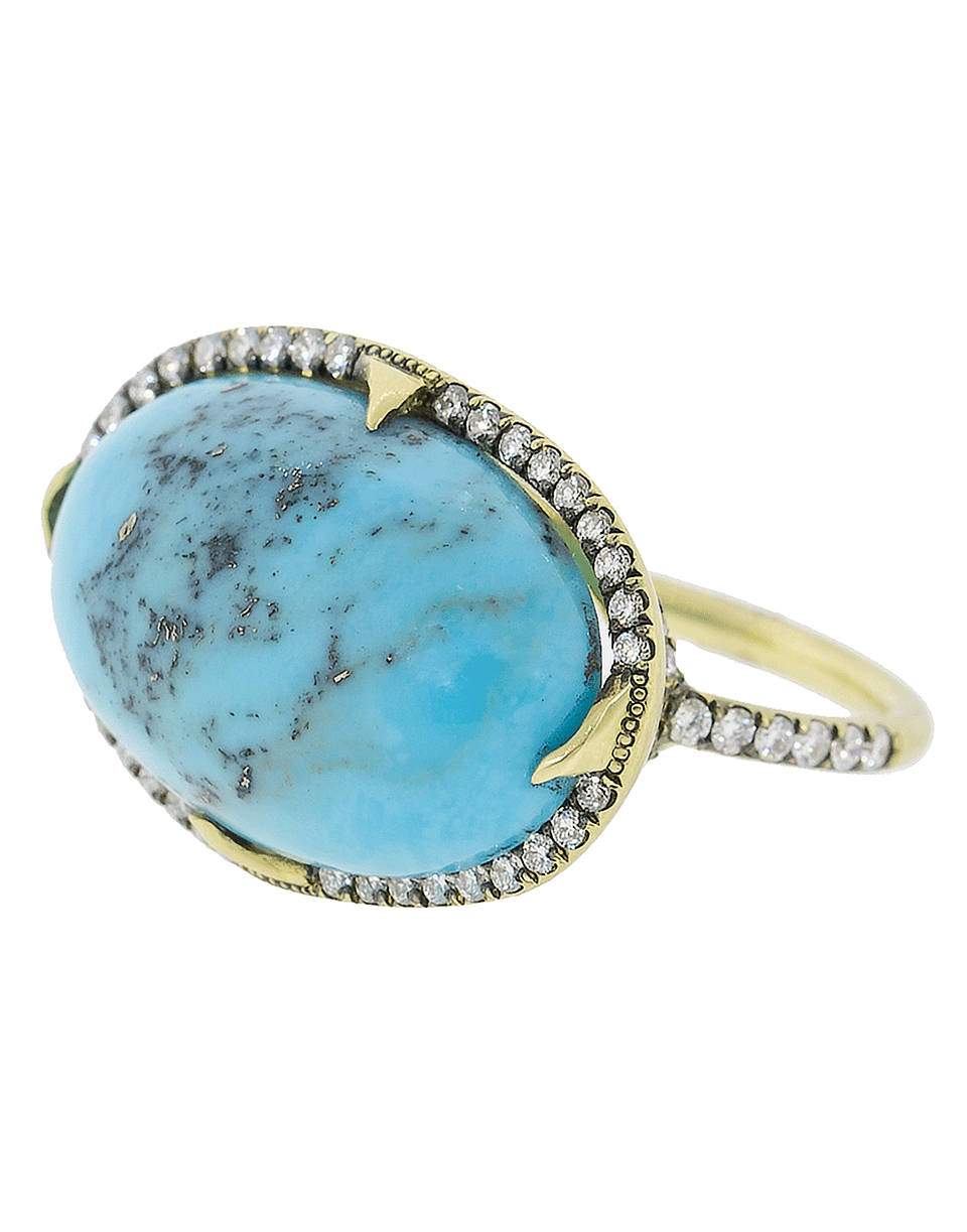 SYLVA & CIE-Turquoise East West And Diamond Ring-YELLOW GOLD