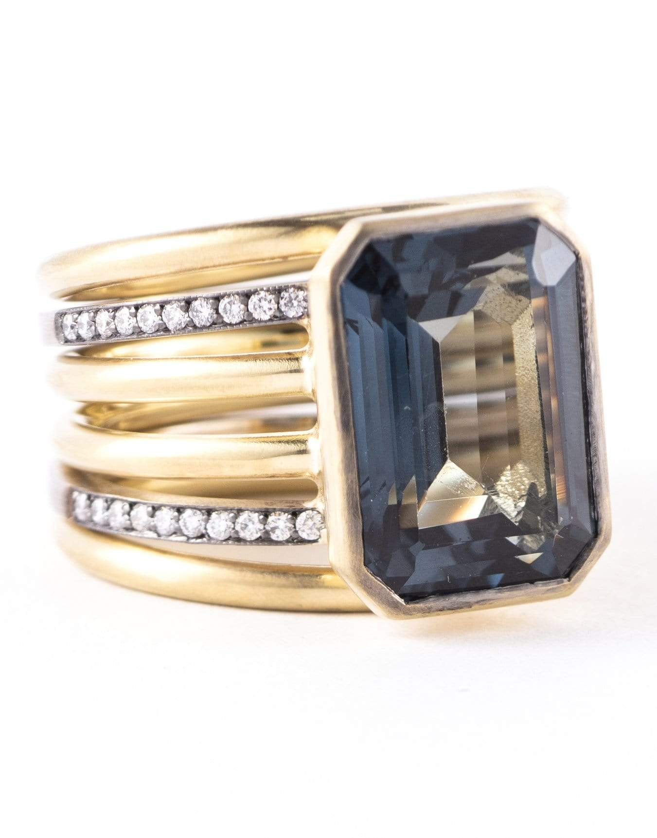 SYLVA & CIE-Blue Topaz and Diamond Ring-YELLOW GOLD
