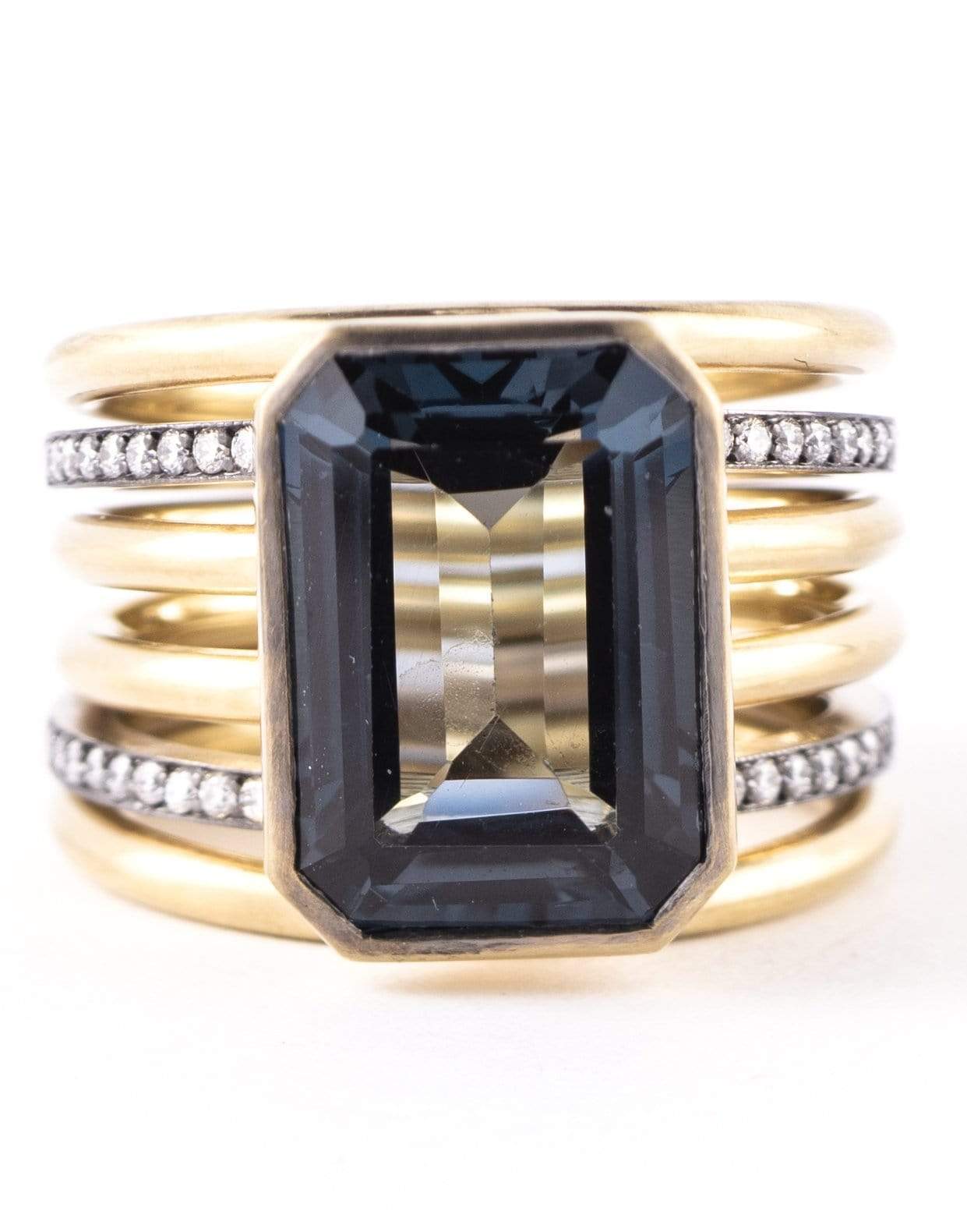 SYLVA & CIE-Blue Topaz and Diamond Ring-YELLOW GOLD