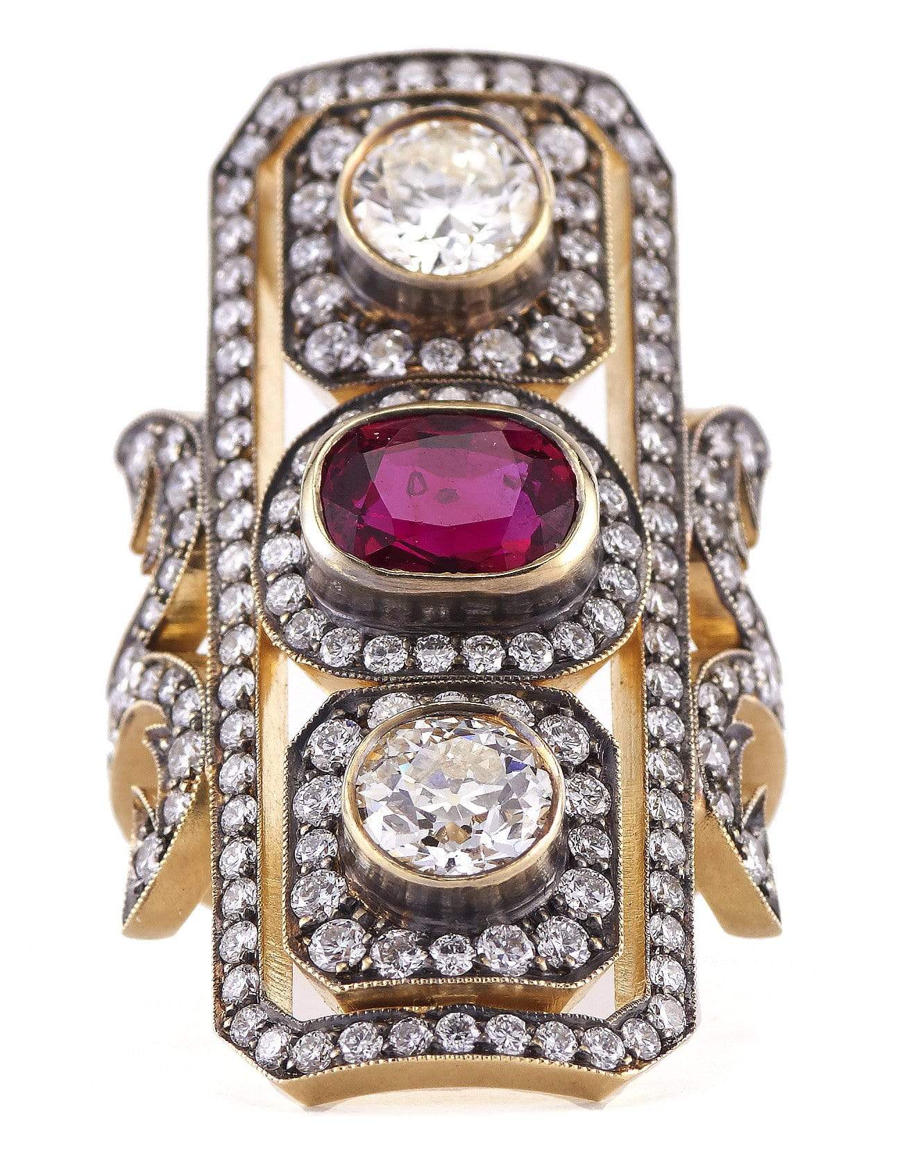 SYLVA & CIE-Burma Ruby and Diamond Ring-YELLOW GOLD