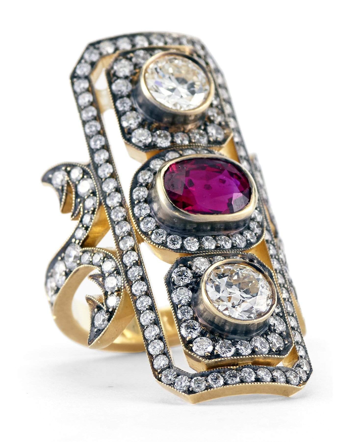SYLVA & CIE-Burma Ruby and Diamond Ring-YELLOW GOLD