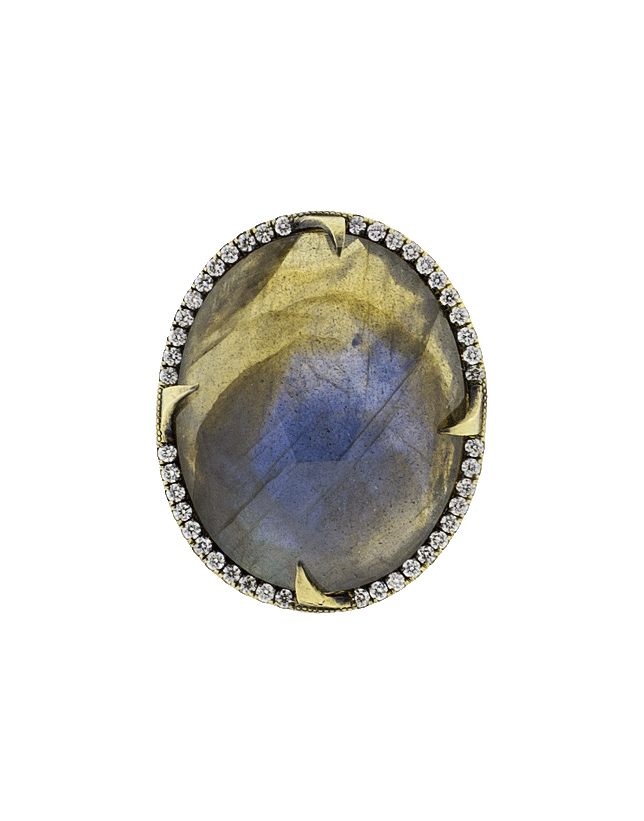 SYLVA & CIE-Labradorite & Diamond Triple Band Ring-YELLOW GOLD