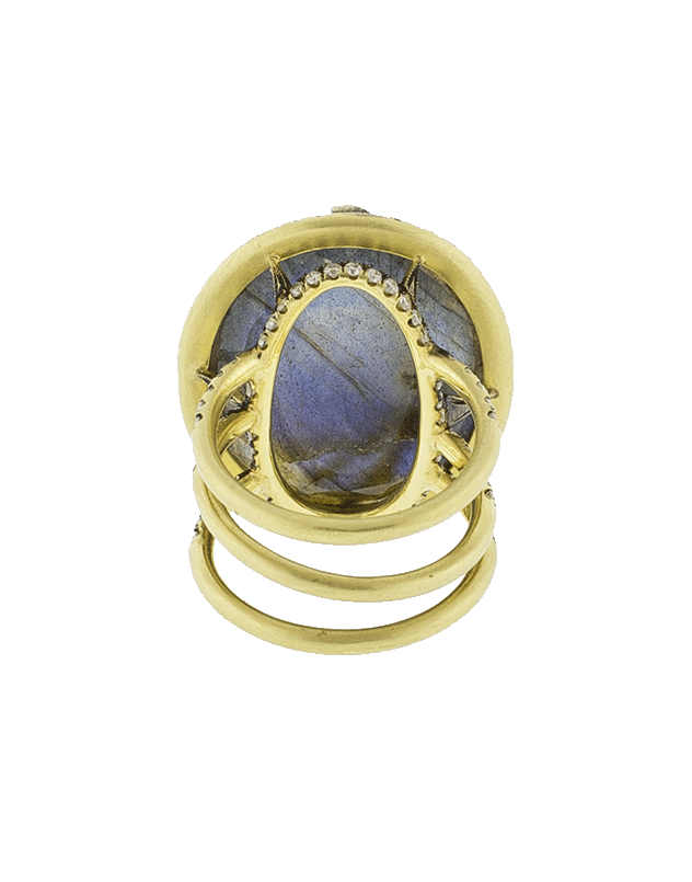 SYLVA & CIE-Labradorite & Diamond Triple Band Ring-YELLOW GOLD