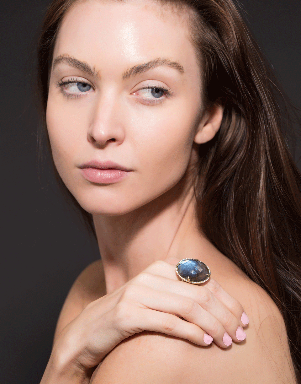 SYLVA & CIE-Labradorite & Diamond Triple Band Ring-YELLOW GOLD
