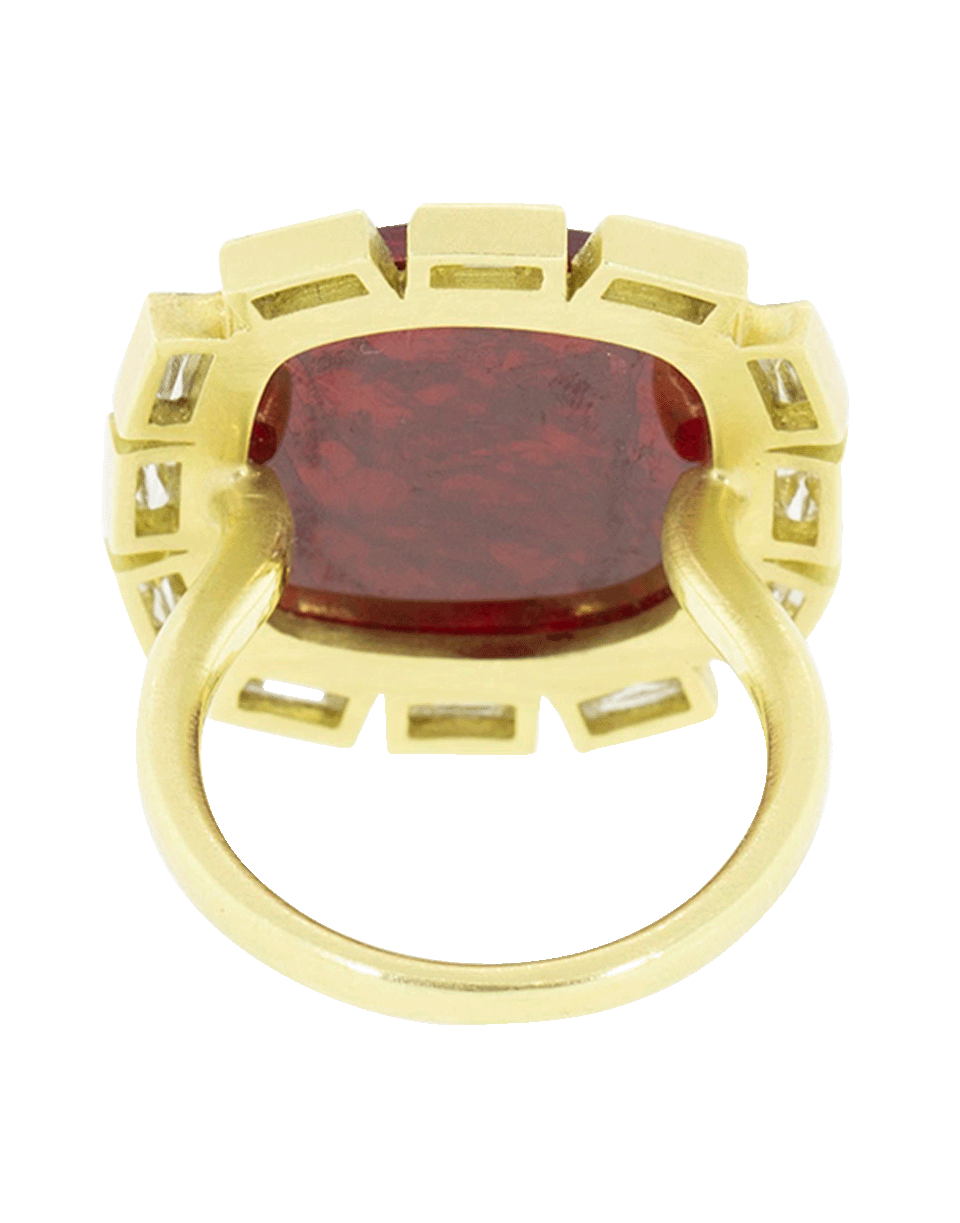 SYLVA & CIE-Ruby And Diamond Petal Ring-YELLOW GOLD