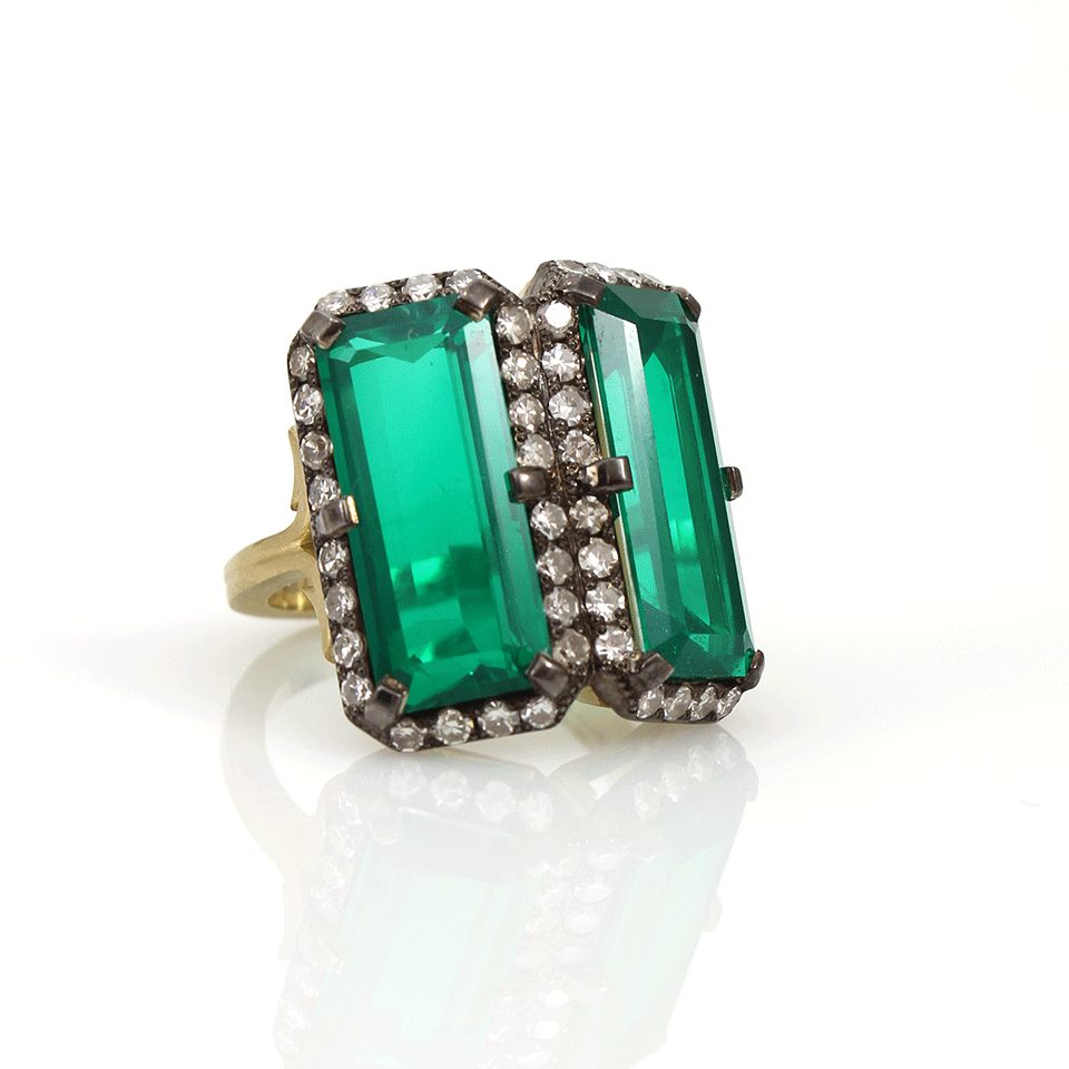 SYLVA & CIE-Beryl Diamond Doublet Ring-YELLOW GOLD