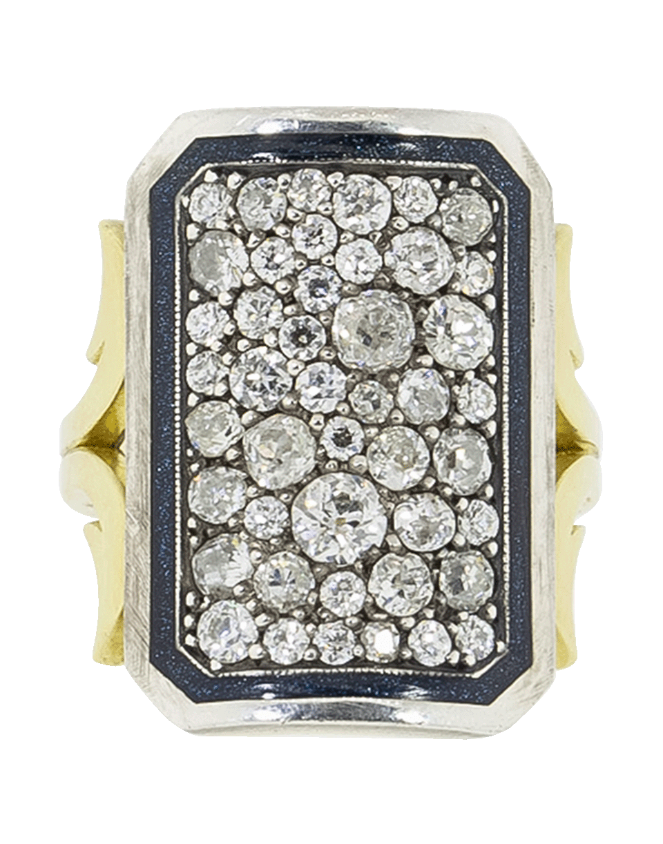 SYLVA & CIE-Blue Enamel Diamond Ten Table Ring-YELLOW GOLD