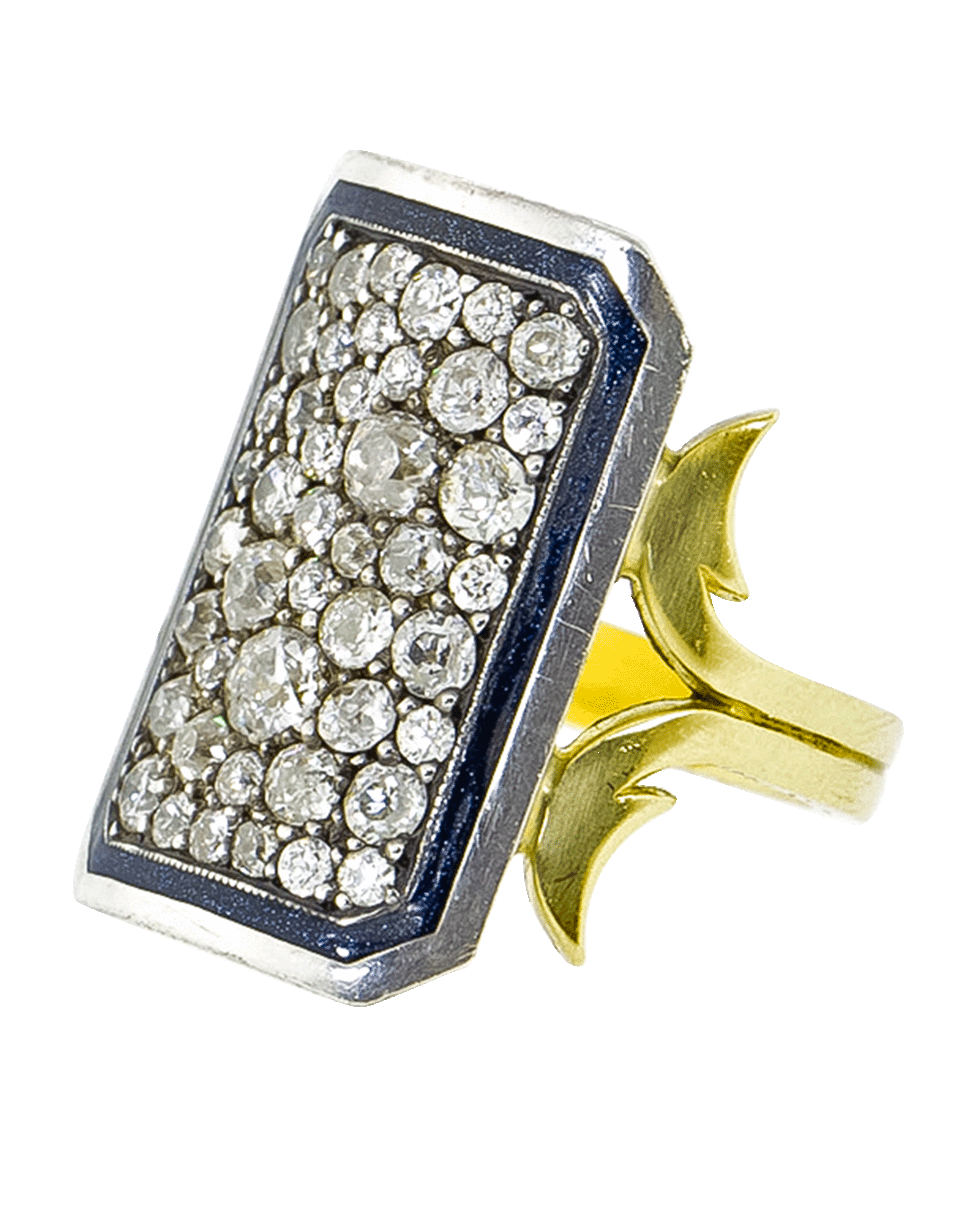 SYLVA & CIE-Blue Enamel Diamond Ten Table Ring-YELLOW GOLD