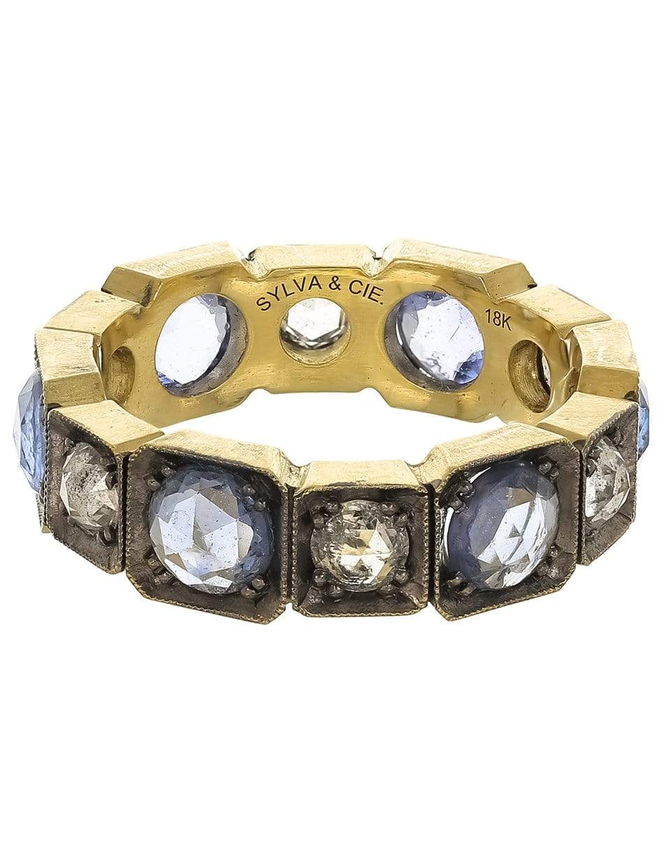 SYLVA & CIE-Blue Sapphire and Diamond Band Ring-YELLOW GOLD