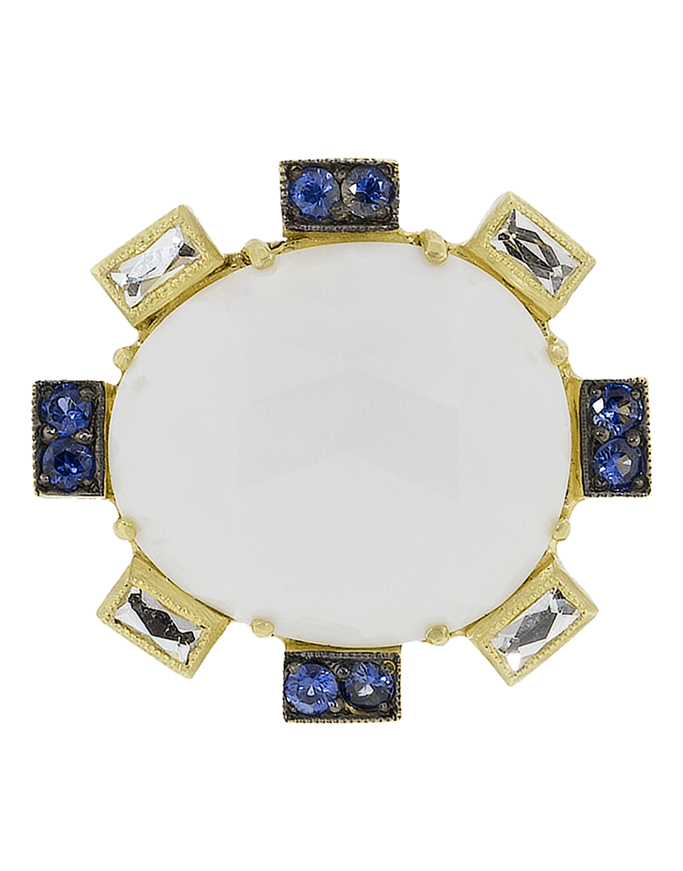 SYLVA & CIE-Cachalong Opal Petal And Sapphire Ring-YELLOW GOLD