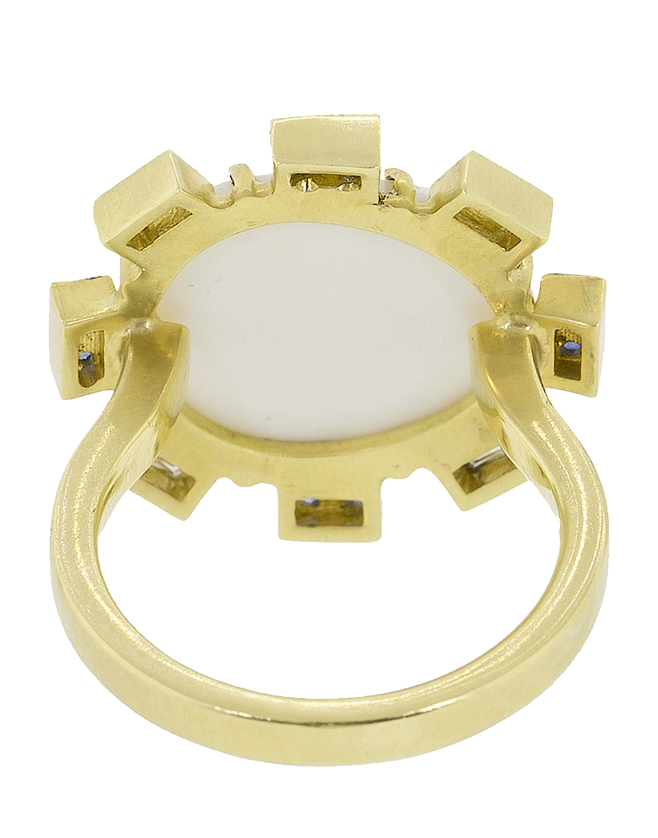 SYLVA & CIE-Cachalong Opal Petal And Sapphire Ring-YELLOW GOLD