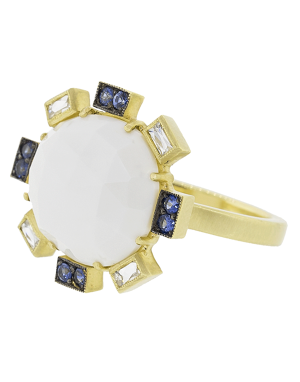 SYLVA & CIE-Cachalong Opal Petal And Sapphire Ring-YELLOW GOLD