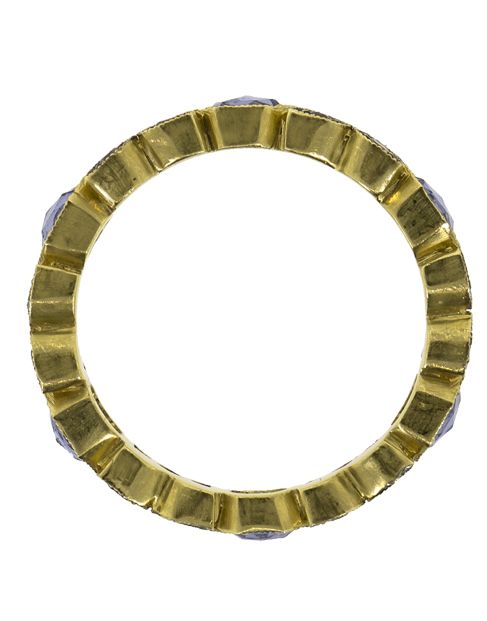 SYLVA & CIE-Sapphire And Grey Diamond Stack Ring-YELLOW GOLD