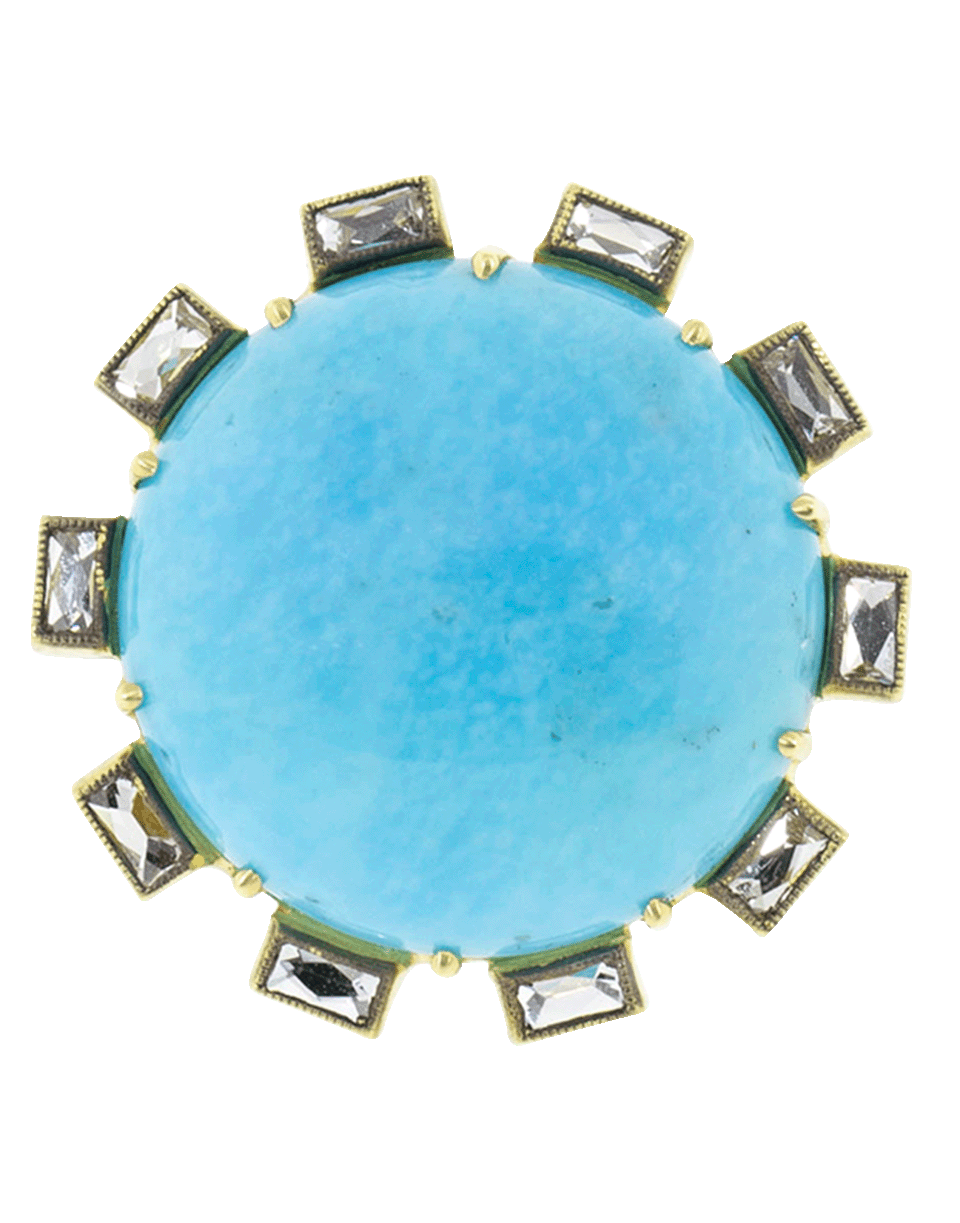 SYLVA & CIE-Turquoise And Diamond Petal Ring-YELLOW GOLD