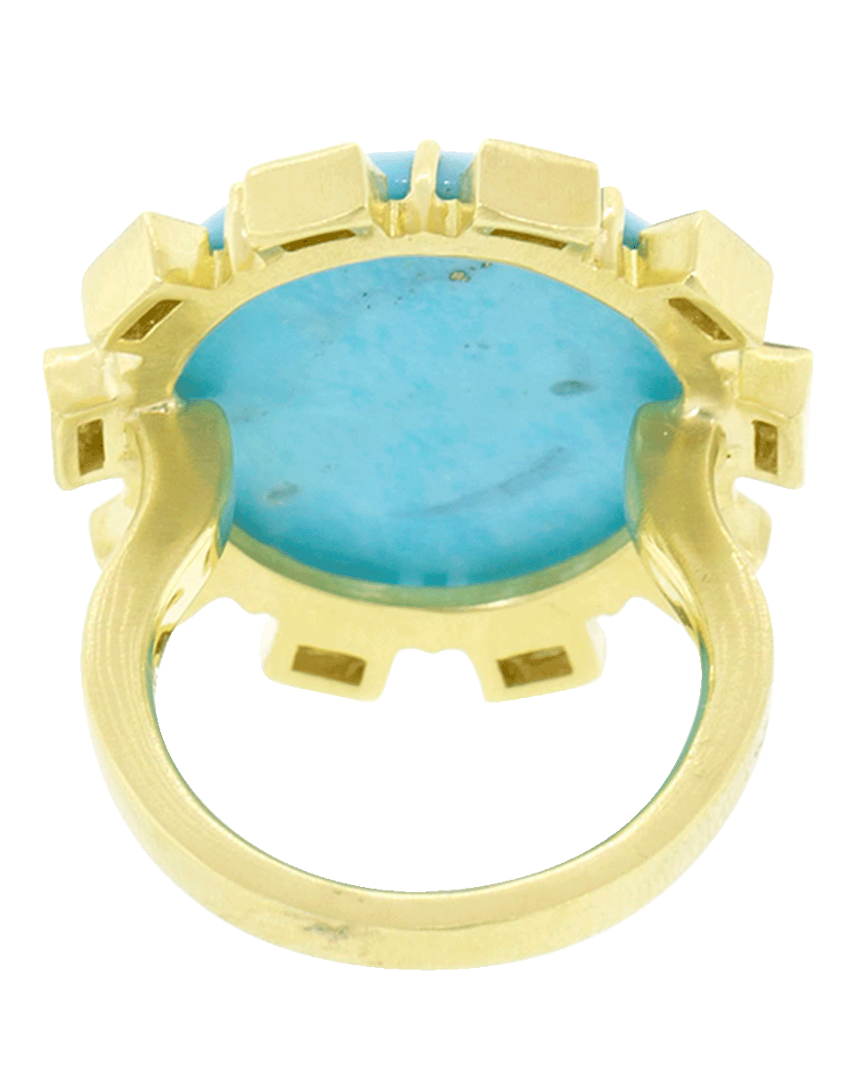 SYLVA & CIE-Turquoise And Diamond Petal Ring-YELLOW GOLD