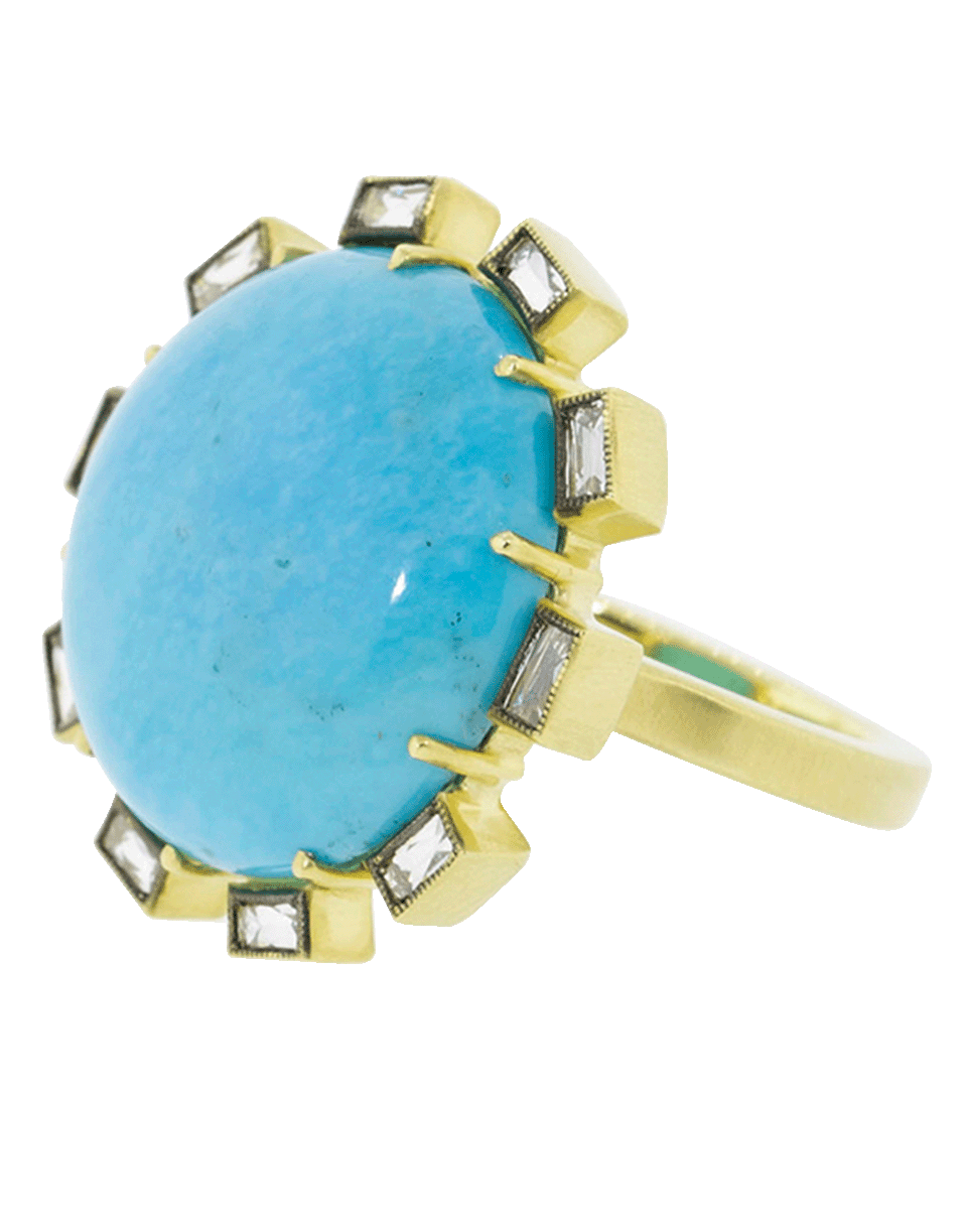 SYLVA & CIE-Turquoise And Diamond Petal Ring-YELLOW GOLD