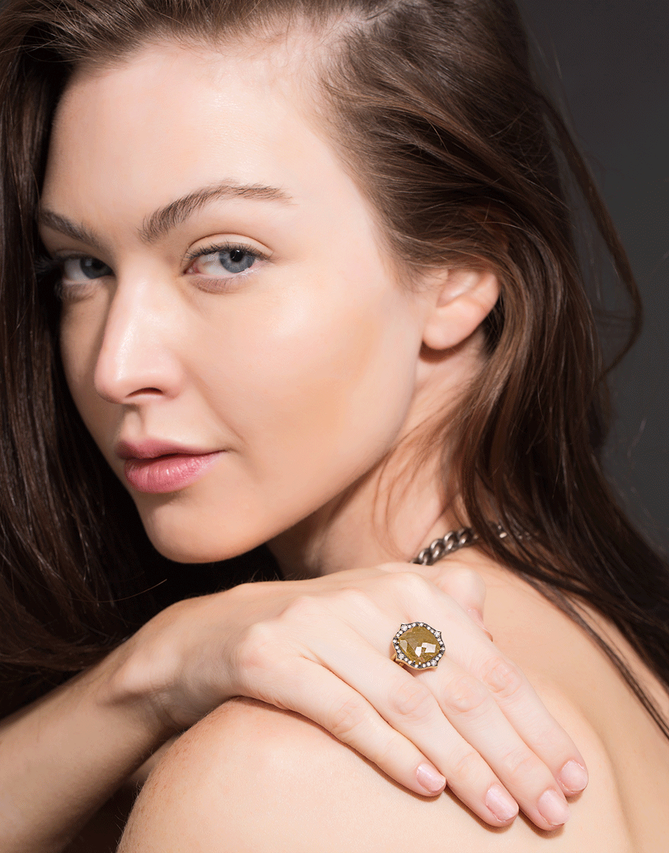 SYLVA & CIE-Cushion Rough Diamond Ring-YELLOW GOLD