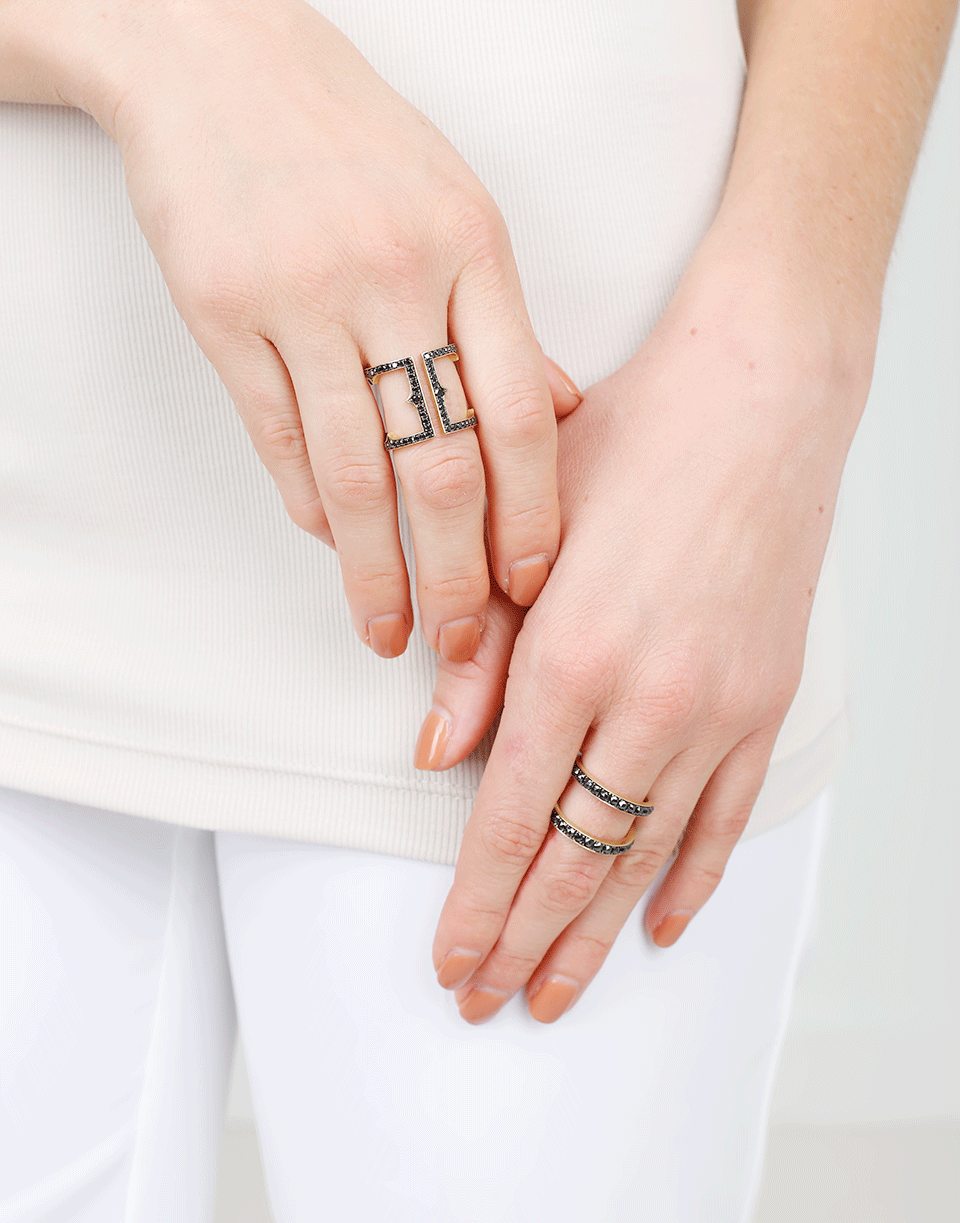 SYLVA & CIE-Wonder Woman Black Diamond Ring-YELLOW GOLD