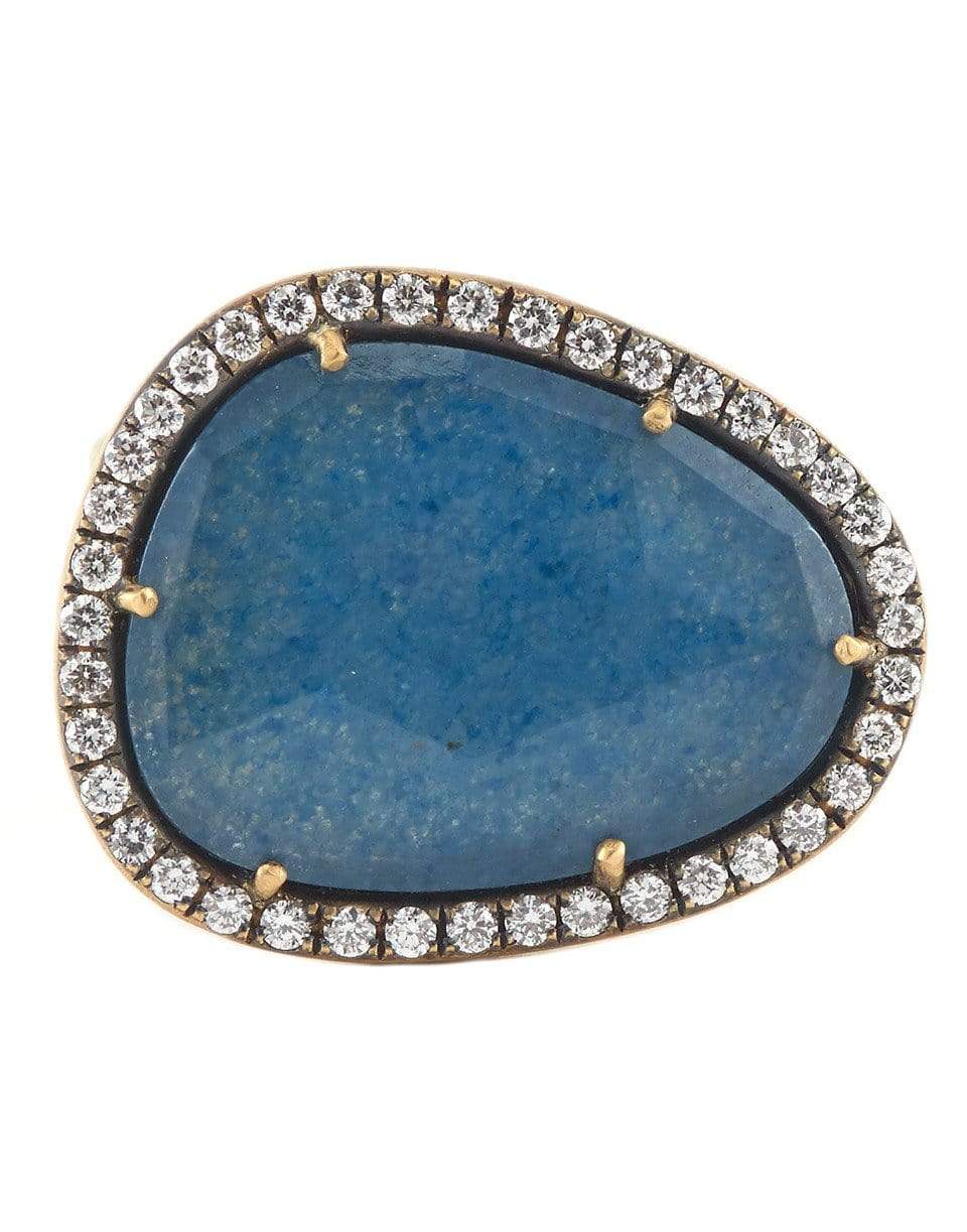 SYLVA & CIE-Blue Quartz and Diamond Ring-YELLOW GOLD