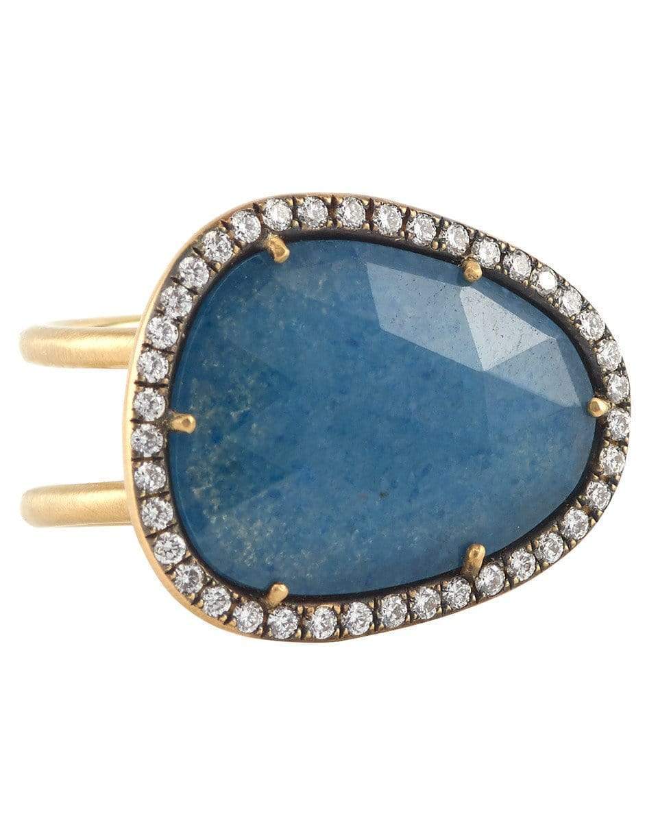 SYLVA & CIE-Blue Quartz and Diamond Ring-YELLOW GOLD