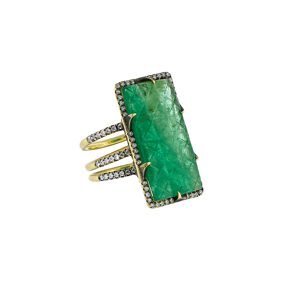 SYLVA & CIE-Carved Emerald Ten Table Ring-YELLOW GOLD