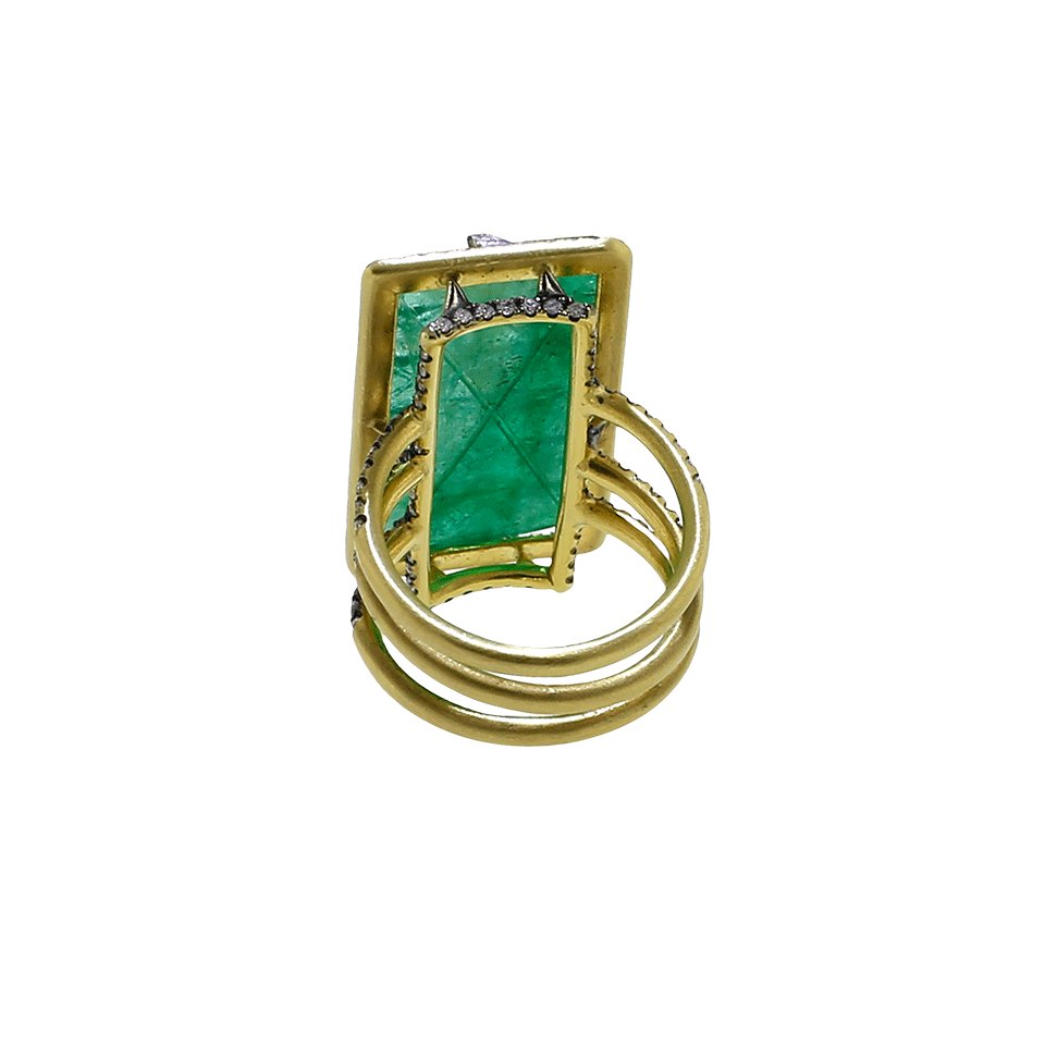 SYLVA & CIE-Carved Emerald Ten Table Ring-YELLOW GOLD