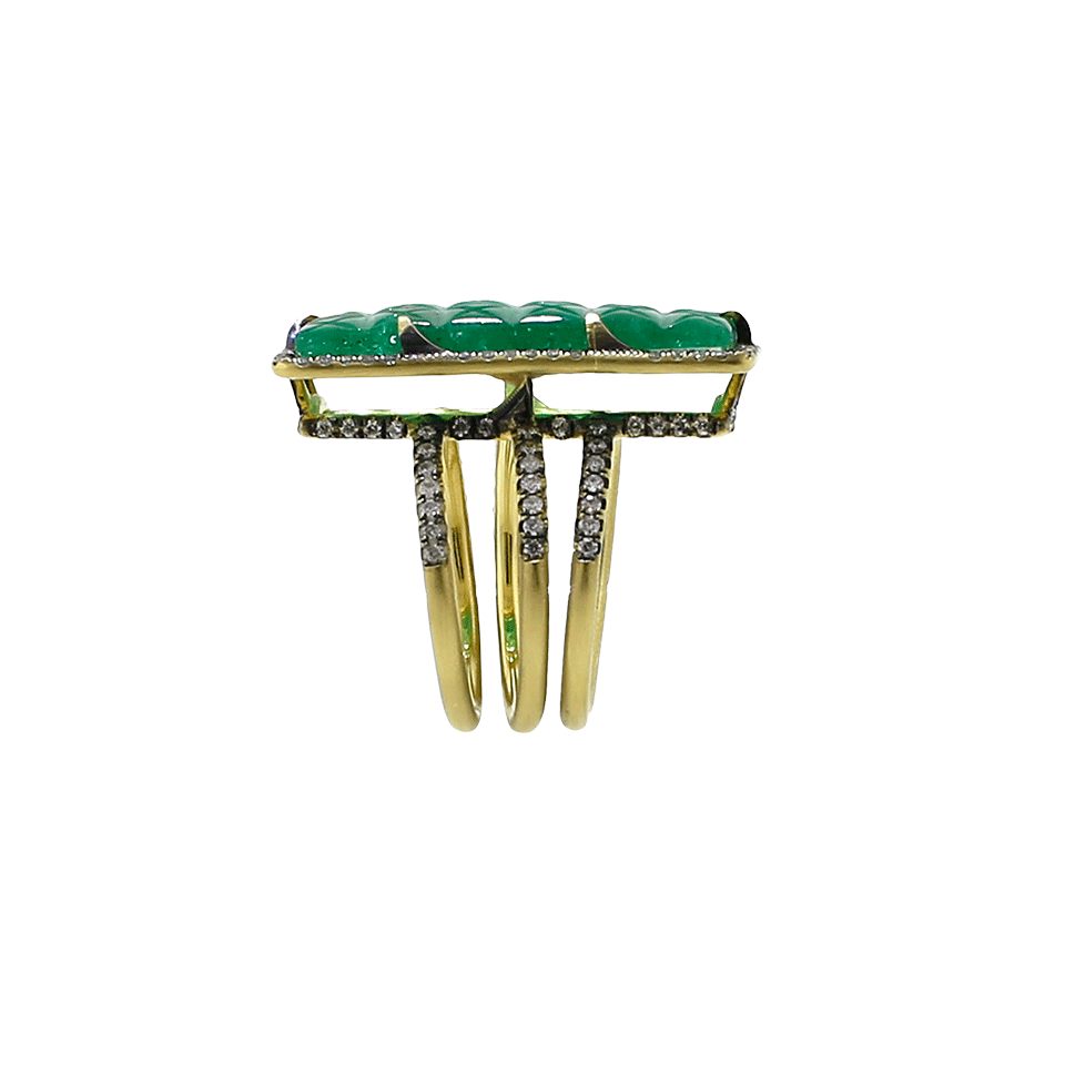 SYLVA & CIE-Carved Emerald Ten Table Ring-YELLOW GOLD