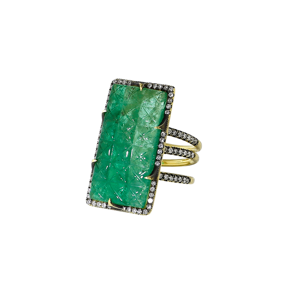 SYLVA & CIE-Carved Emerald Ten Table Ring-YELLOW GOLD