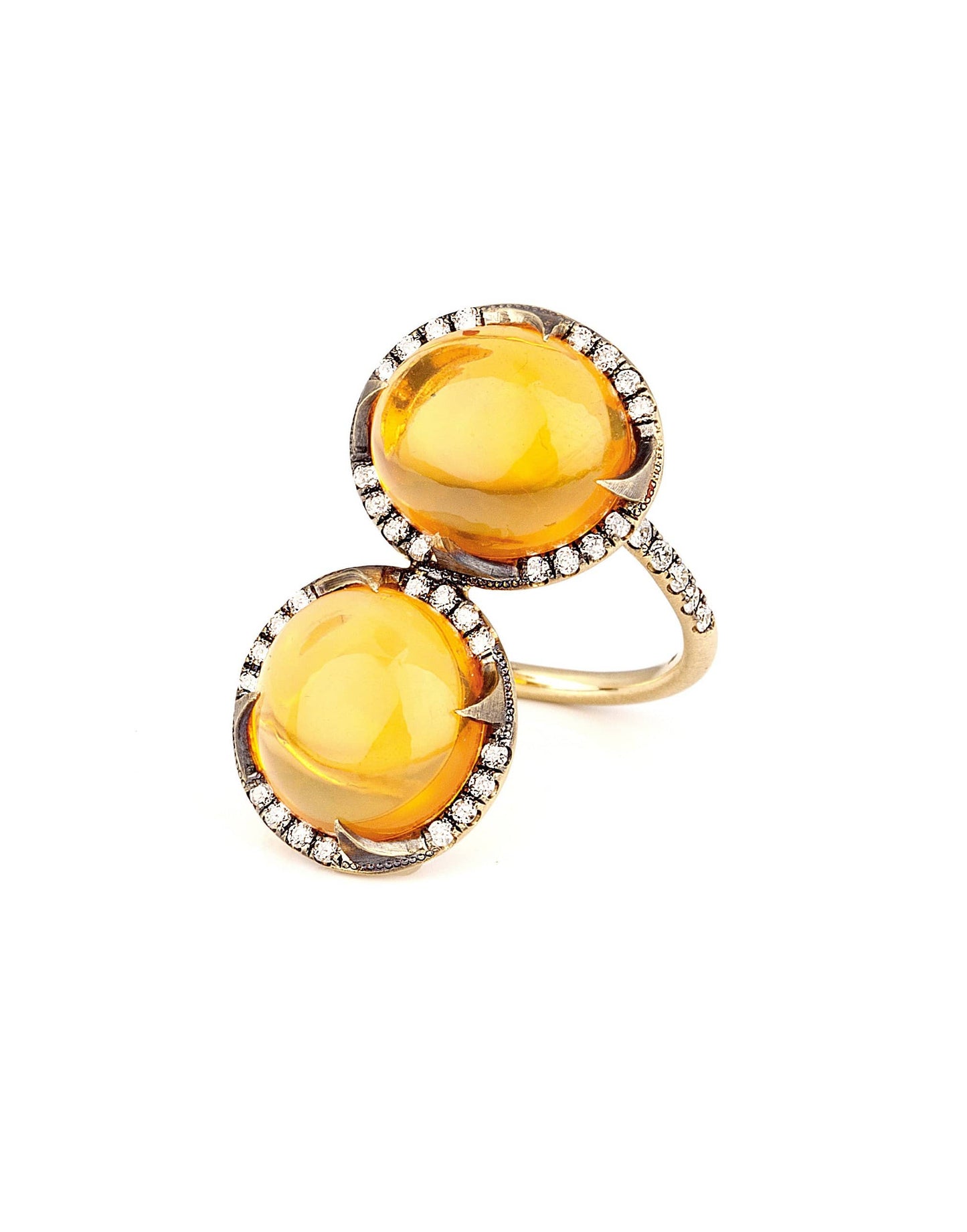 SYLVA & CIE-Double Mexican Opal and Diamond Ring-YELLOW GOLD