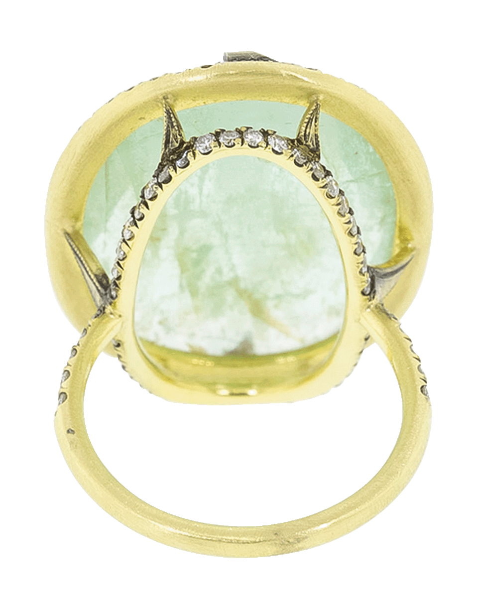 SYLVA & CIE-Emerald Oval Slice And Diamond Ring-YELLOW GOLD