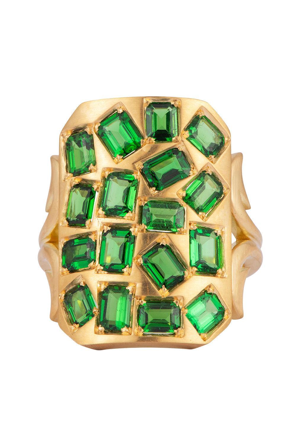  Green Tzavorite Ten Table Ring-YELLOW GOLD-7.5-JEWELRYFINE JEWELRING-SYLVA & CIE 