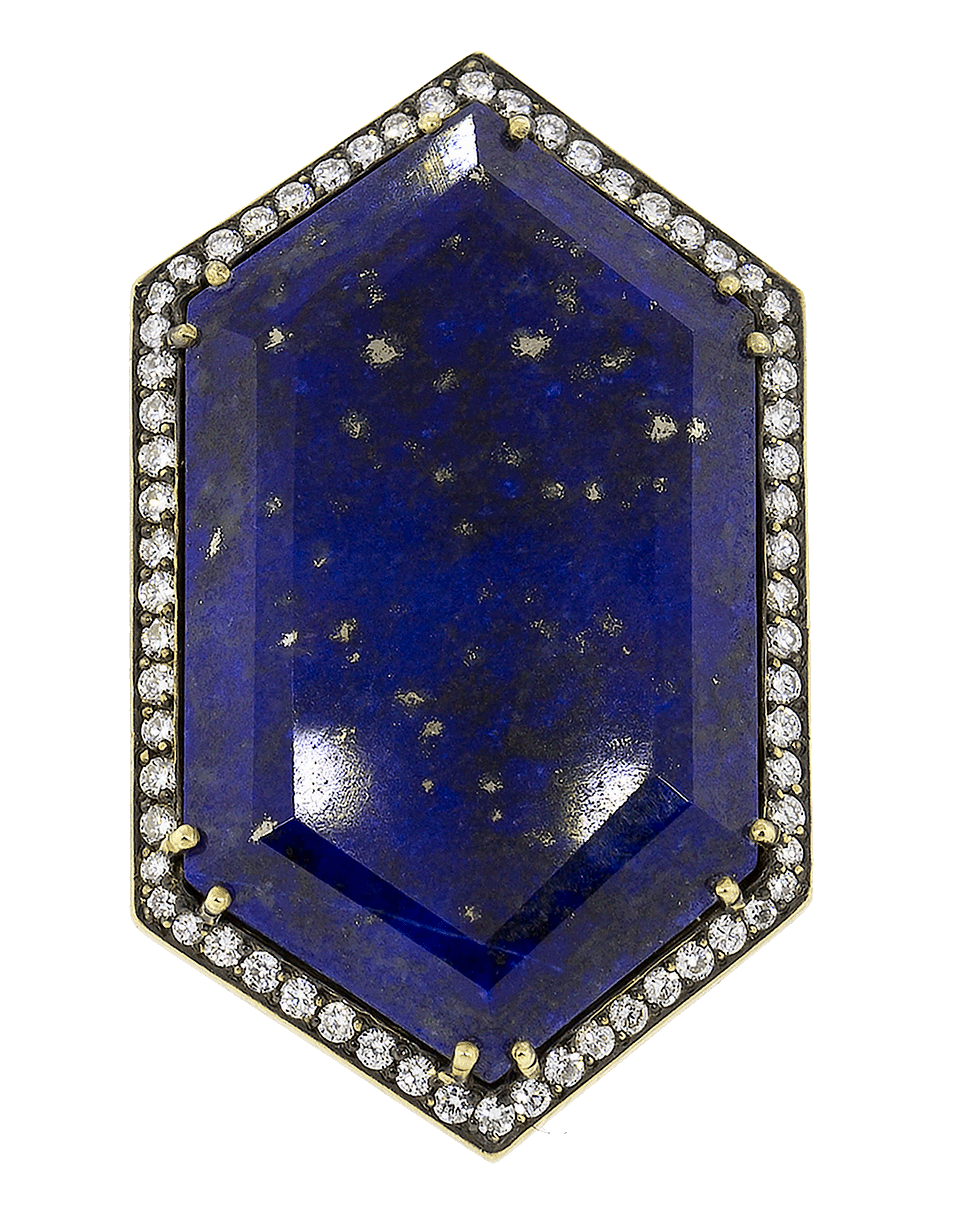 SYLVA & CIE-Lapis And Diamond Ring-YELLOW GOLD
