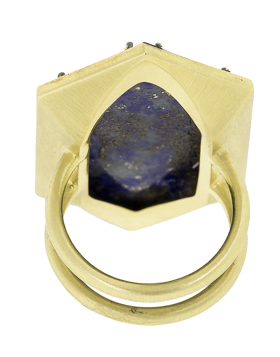 SYLVA & CIE-Lapis And Diamond Ring-YELLOW GOLD