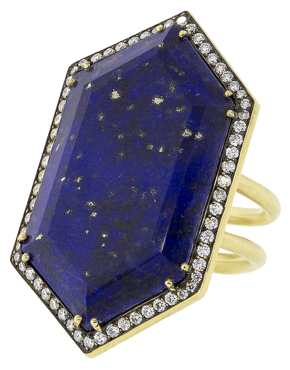 SYLVA & CIE-Lapis And Diamond Ring-YELLOW GOLD