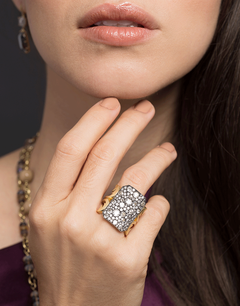 SYLVA & CIE-Old Euro Cut Diamond Ten Table Ring-YELLOW GOLD