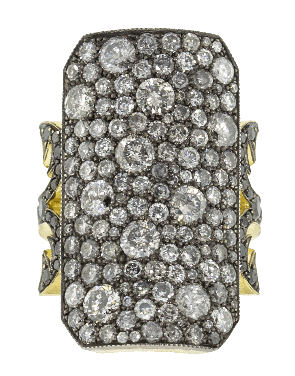 SYLVA & CIE-Long Grey And Black Diamond Ten Table Ring-YELLOW GOLD