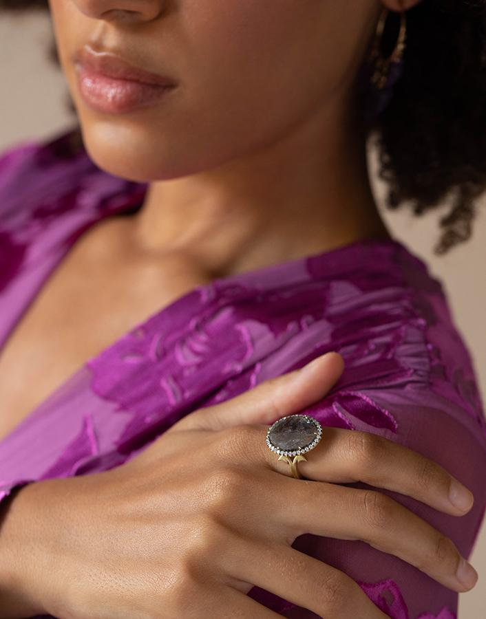 SYLVA & CIE-Oval Rough Cut Diamond Ring-YELLOW GOLD