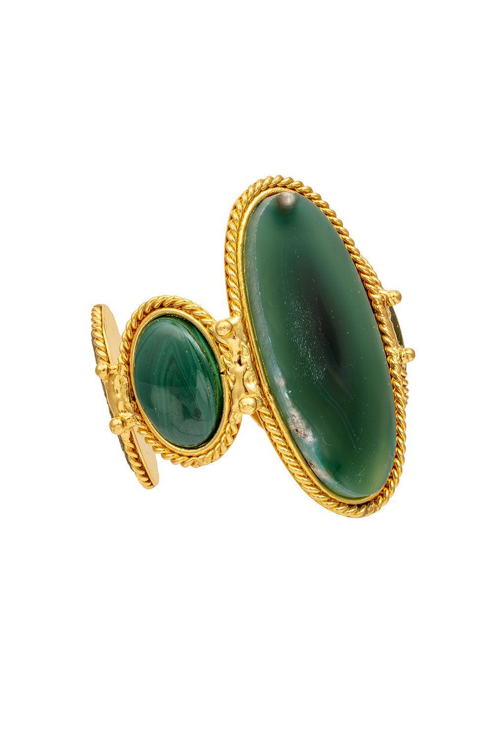 SYLVIA TOLEDANO-Malachite Dakota Cuff Bracelet-GOLD