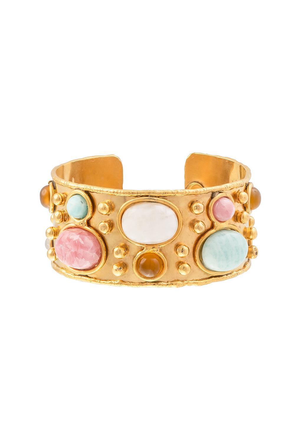 SYLVIA TOLEDANO-Moonstone Byzantine Cuff Bracelet-GOLD